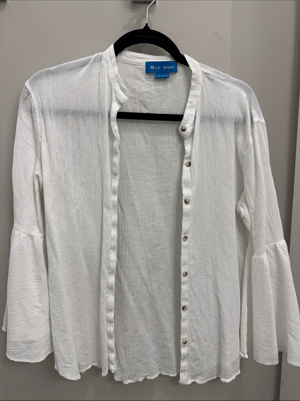 M.i.h. Jeans White Button-Down Textured Blouse